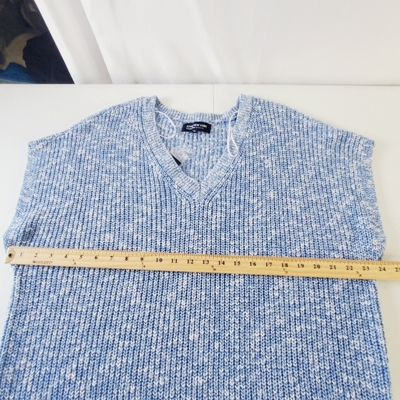 NWT Jones New York Knit Sweater Vest Size 1X V-Neck Cotton Linen Blue Pullover - Picture 5 of 10
